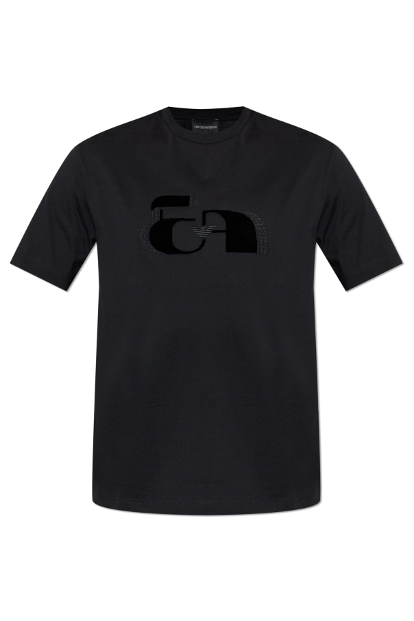 T-shirt with a logo and a velvet finish od Emporio Armani