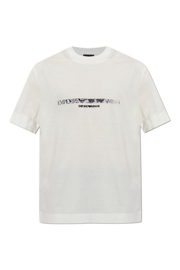 T-shirt with a velvet-finish logo od Emporio Armani