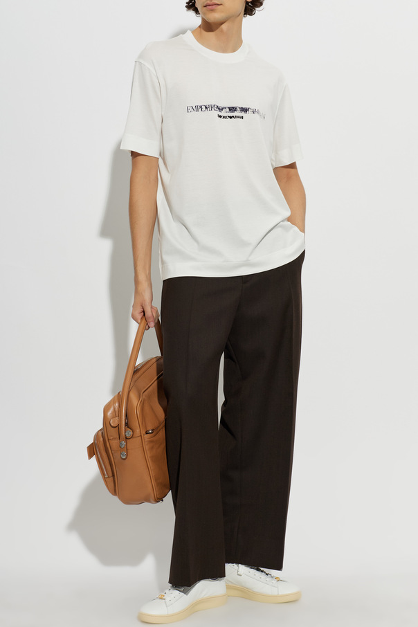 Emporio Armani T-shirt z logo o aksamitnym wykończeniu