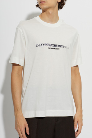 Emporio Armani T-shirt z logo o aksamitnym wykończeniu
