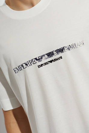Emporio Armani T-shirt z logo o aksamitnym wykończeniu