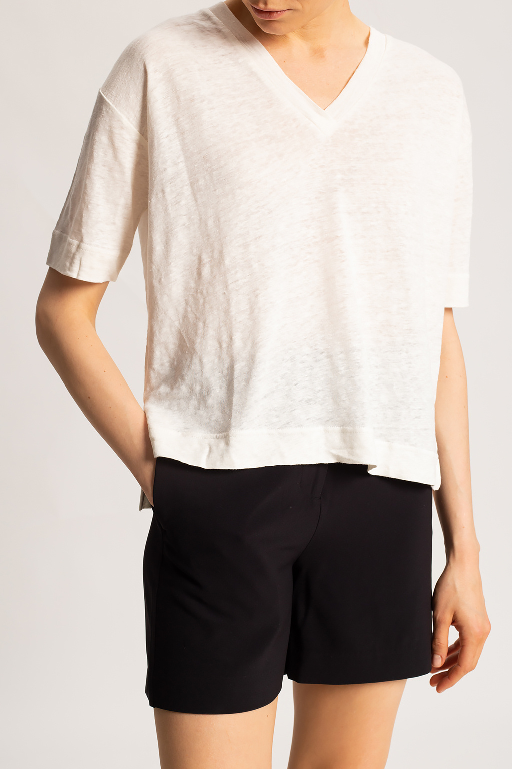 Samsøe Samsøe Linen V-neck T-shirt