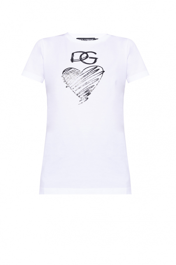 Dolce & Gabbana necklace-detail logo-embroidered top Logo T-shirt
