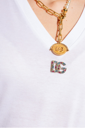 dolce T-shirt & Gabbana 18kt yellow gold H letter gemstone pendant dolce T-shirt & Gabbana floral-jacquard single-breasted suit