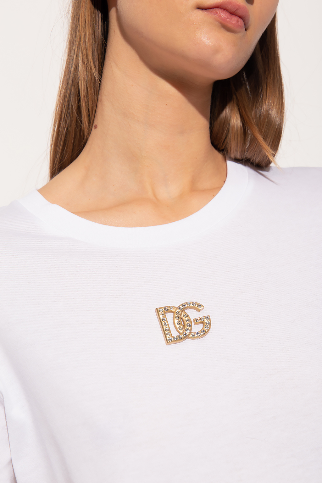 Dolce & Gabbana mesh detail pleated dress Appliquéd T-shirt
