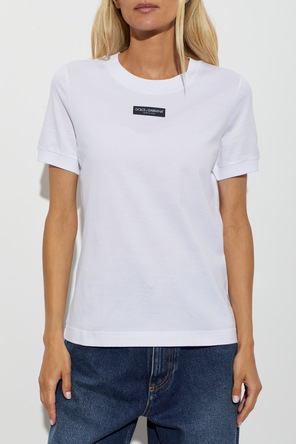 Dolce & Gabbana Bawełniany t-shirt z naszytym logo