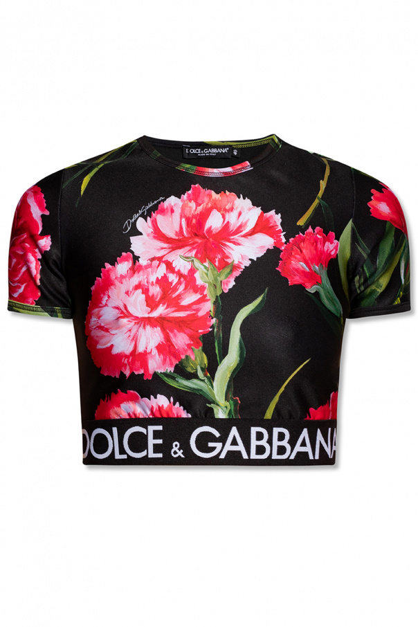 Dolce & Gabbana Cardinal slingback mesh pumps Floral crop top