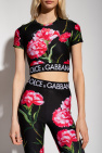 Dolce & Gabbana Kids logo-embossed modal-blend body Floral crop top