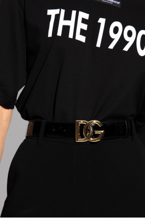 Dolce & Gabbana velvet effect buckle belt T-shirt z logo