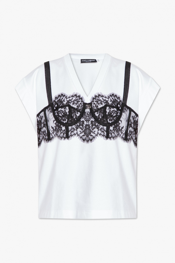 Dolce & Gabbana tie-fastening fitted mini dress T-shirt with bralette details