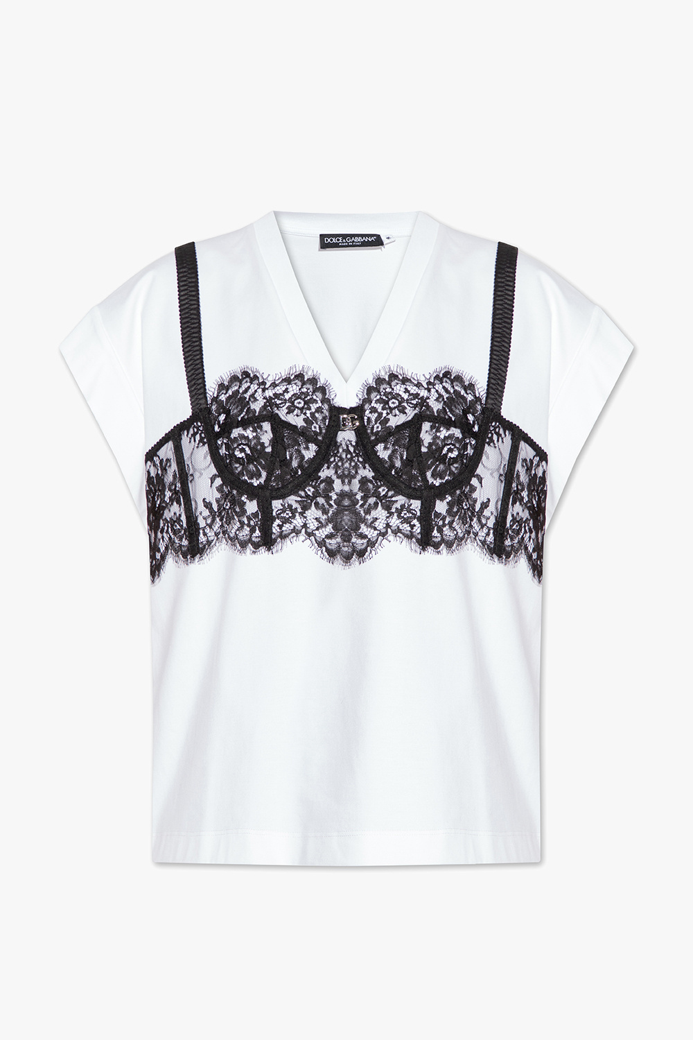 Dolce & Gabbana tie-fastening fitted mini dress T-shirt with bralette details