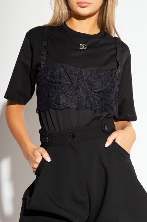 Dolce & Gabbana high-waisted logo-waistband briefs T-shirt with bralette details