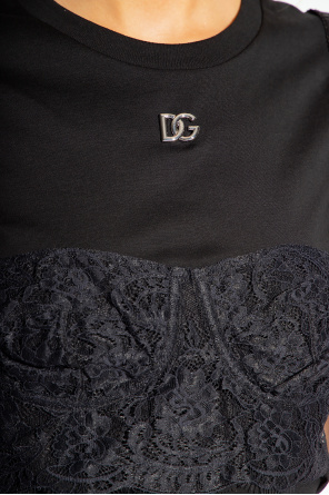 Dolce & Gabbana high-waisted logo-waistband briefs T-shirt with bralette details