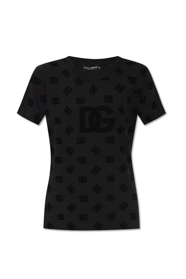Dolce & Gabbana T-shirt z aksamitnym monogramem
