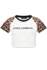Dolce & Gabbana lace-panelled logo-plaque T-shirt