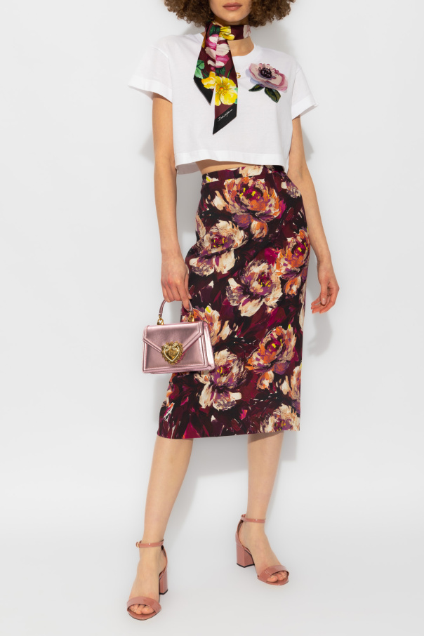 dolce accessories & Gabbana leopard-print dress Cropped top with silk appliqué