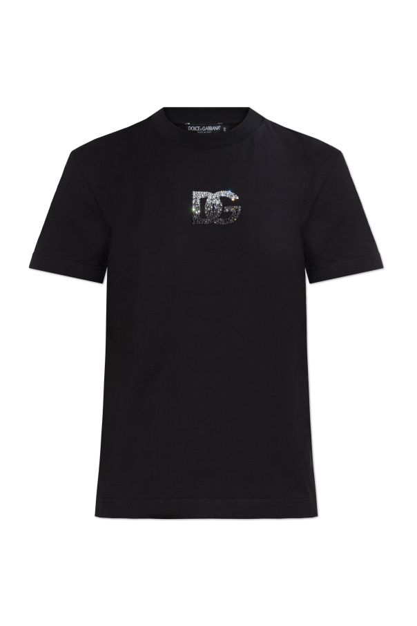 T-shirt with a logo finished with shimmering crystals, zdjęcie 1 T-shirt with a logo finished with shimmering crystals od Dolce & Gabbana