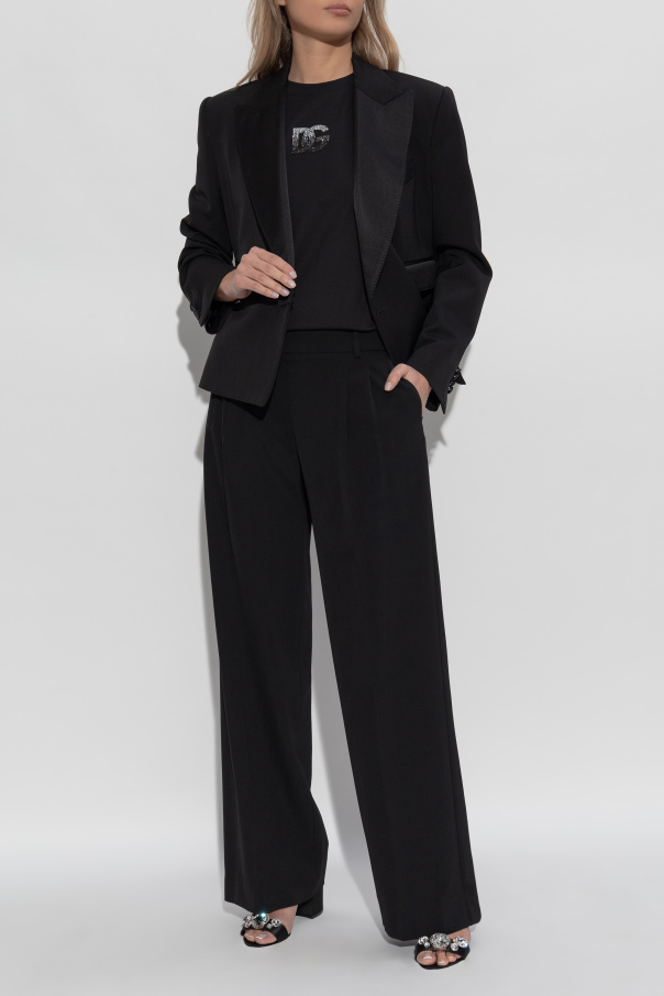 Dolce & Gabbana Camiseta con logo adornado con cristales brillantes