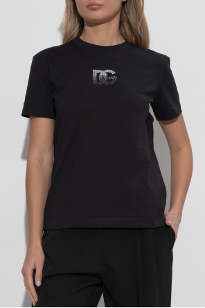 Dolce & Gabbana Camiseta con logo adornado con cristales brillantes