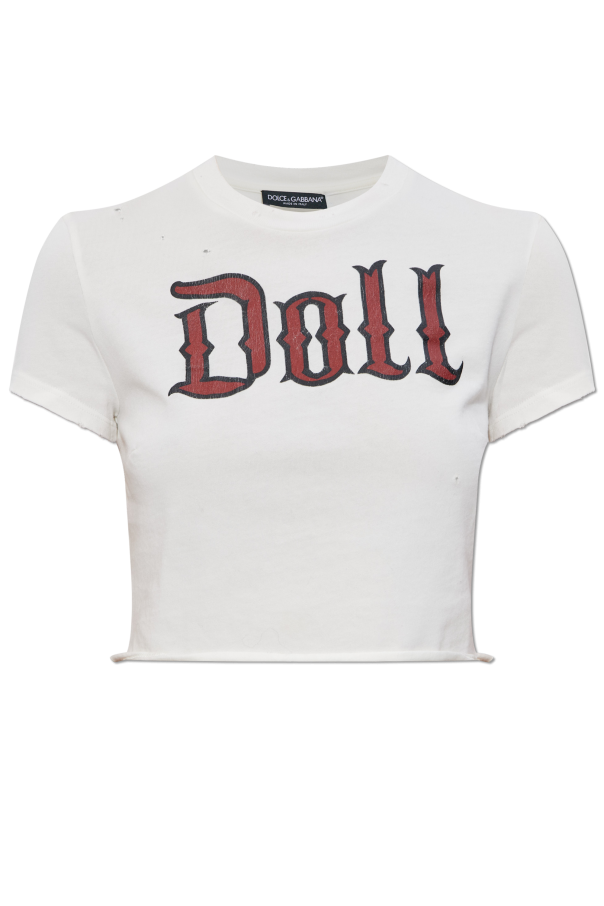 Cropped t-shirt with vintage effect od Dolce & Gabbana
