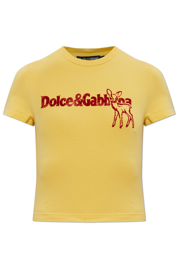 T-shirt with a logo and a velvety finish od Dolce & Gabbana