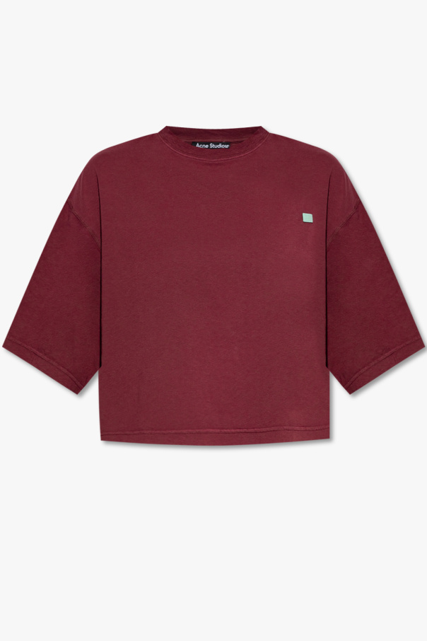 Acne Studios zigzag-logo embroidered cotton T-shirt