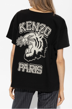 Kenzo Raf Simons X Fred Perry two-tone logo-pin T-shirt