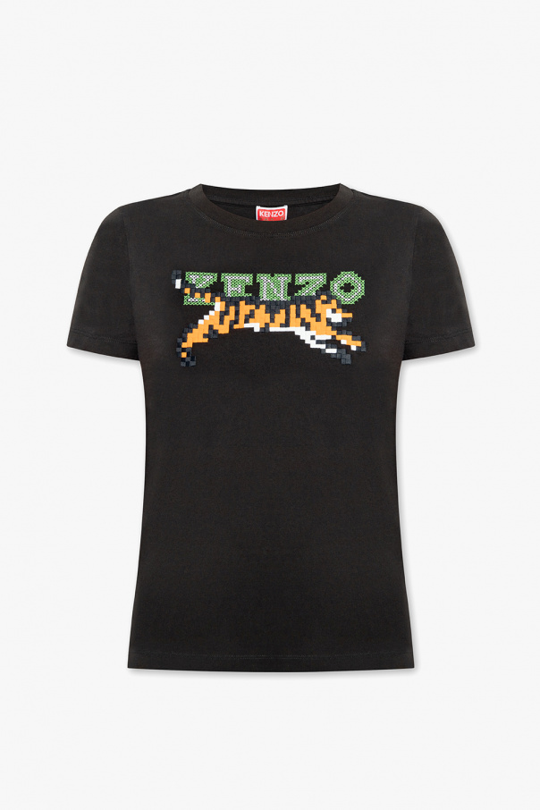 Kenzo T-shirt a maniche lunghe con stampa Nero
