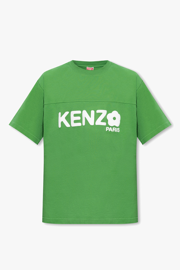 Kenzo Company panelled cotton hoodie Verde