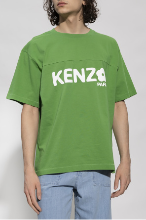 Kenzo Company panelled cotton hoodie Verde