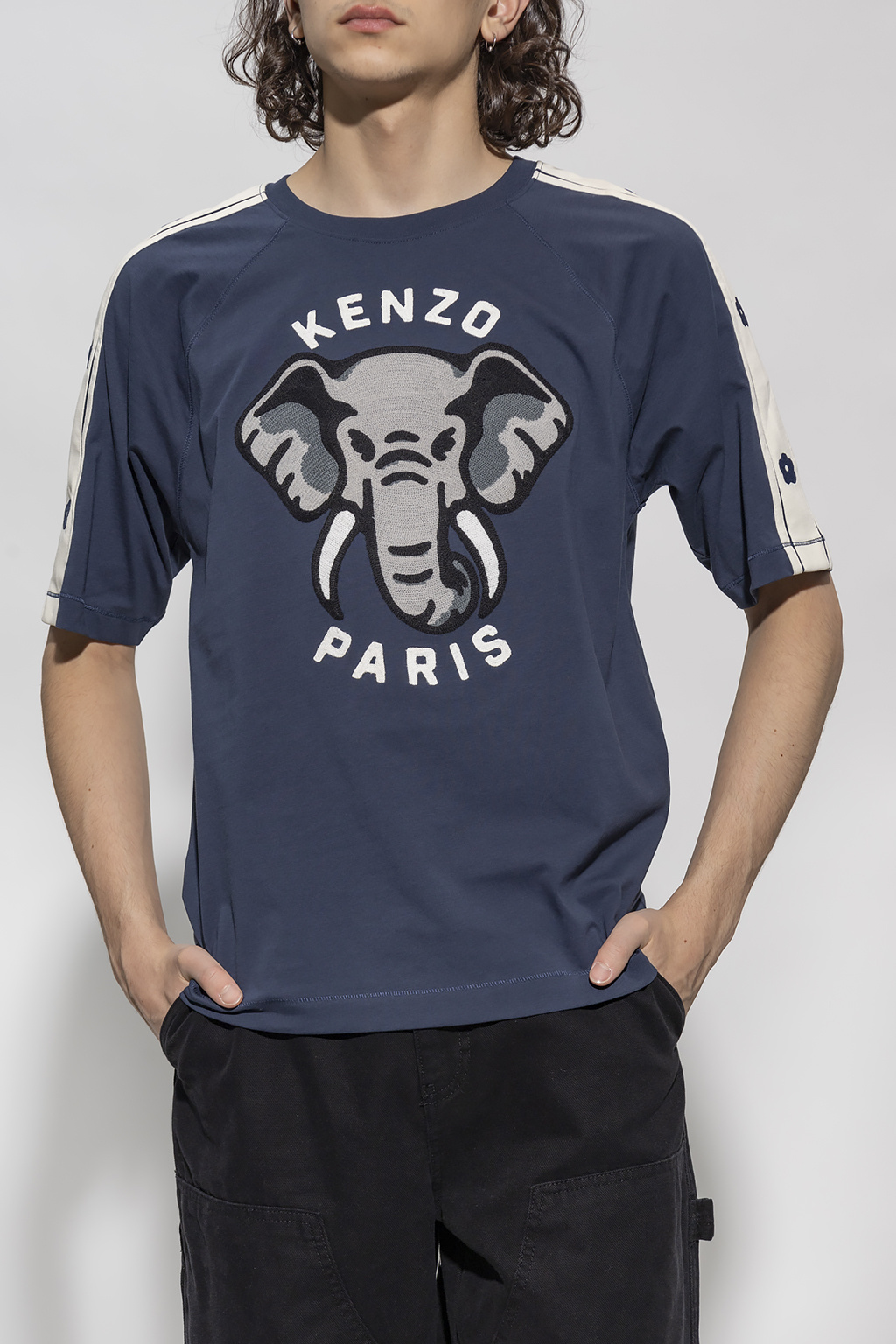 Kenzo High Neck Zipped Placket Rib Knit Sweater