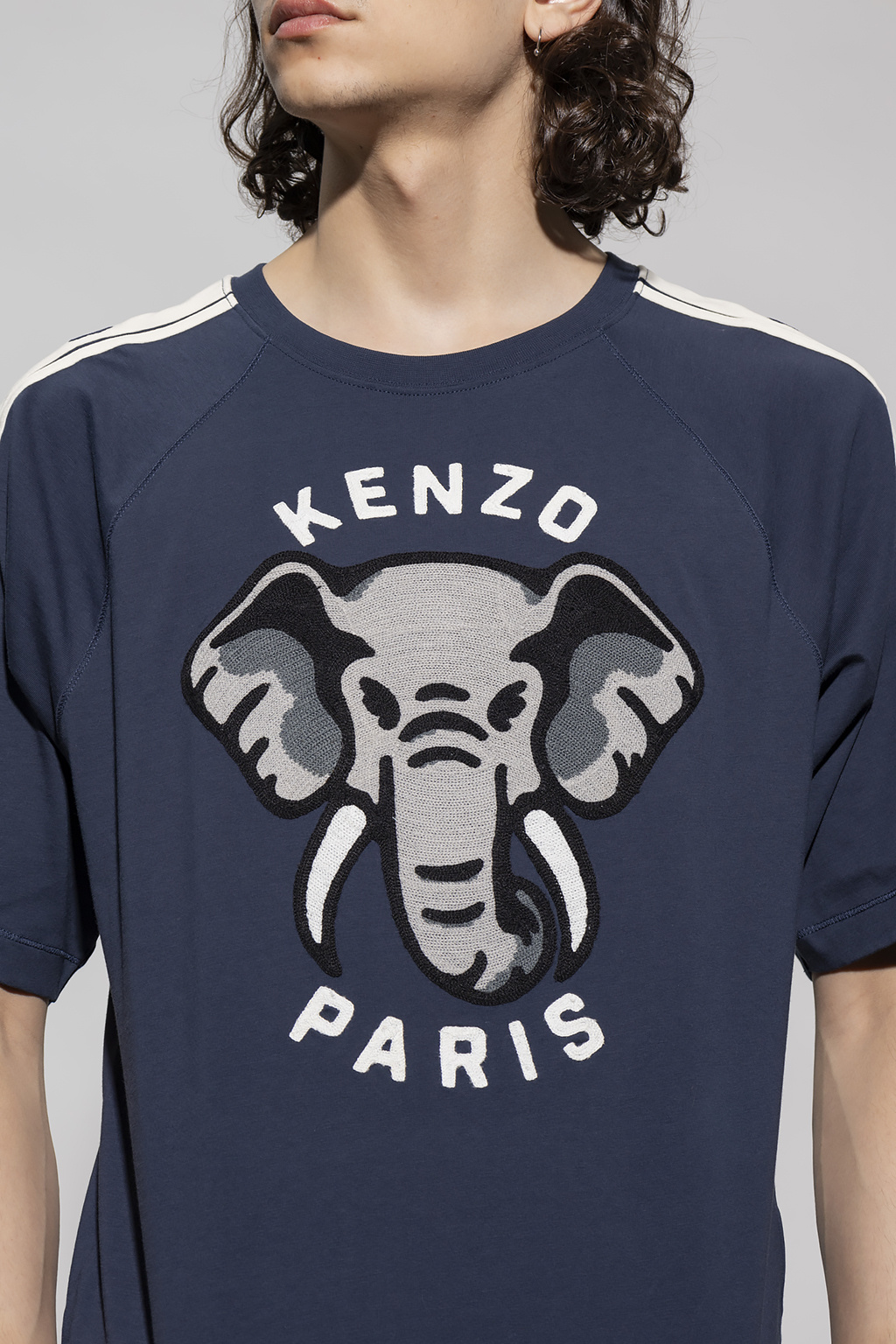 Kenzo High Neck Zipped Placket Rib Knit Sweater