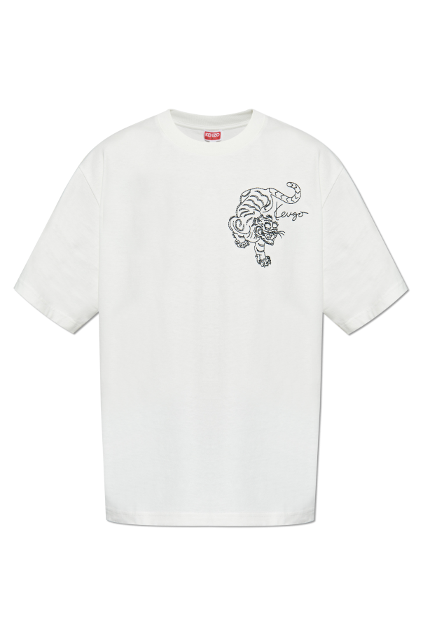 Kenzo T-shirt z wyszytym motywem tygrysa