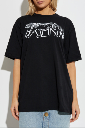 Balmain Camiseta con estampado y acabado aterciopelado