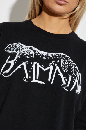 Balmain Camiseta con estampado y acabado aterciopelado