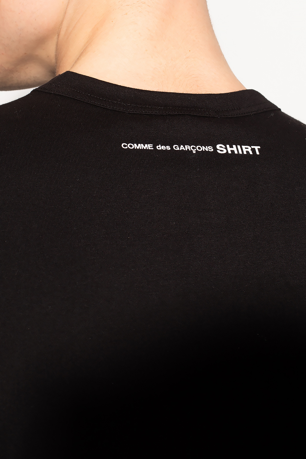 Comme des Garcons Shirt North Cascades Czarny krótki T-shirt z nadrukiem na plecach