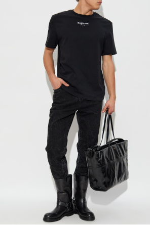 T-shirt mit aufgesticktem logo od Balmain