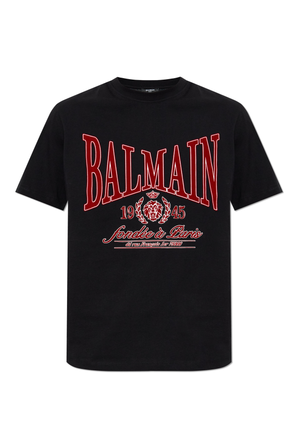 T-shirt with a logo and a velvety finish, zdjęcie 1 T-shirt with a logo and a velvety finish od Balmain