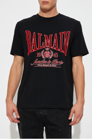 Balmain T-shirt with a logo and a velvety finish