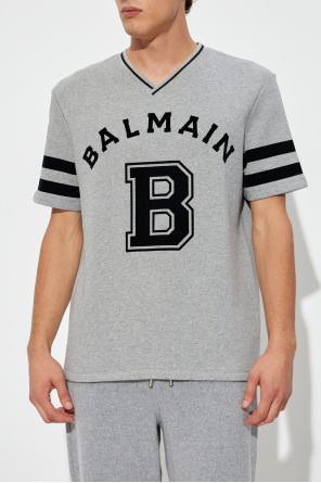 Balmain T-shirt with a logo and a velvety finish