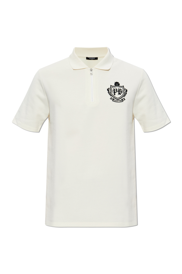 Polo shirt with a logo and velvet finish od Balmain