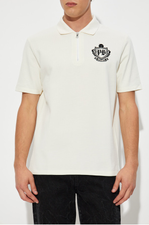 Balmain Polo con logo con acabado aterciopelado