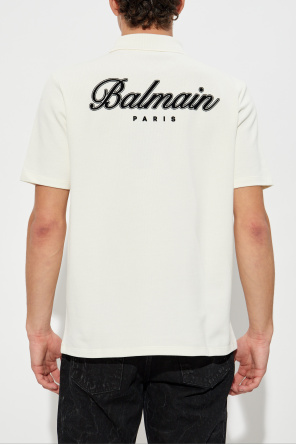 Balmain Polo con logo con acabado aterciopelado