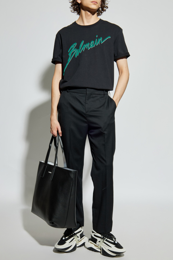Balmain T-shirt with a logo and a velvety finish