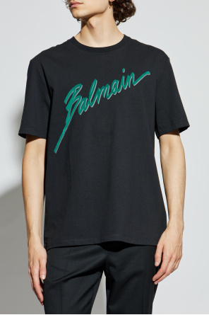 Balmain T-shirt with a logo and a velvety finish