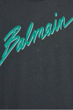 Balmain T-shirt with a logo and a velvety finish