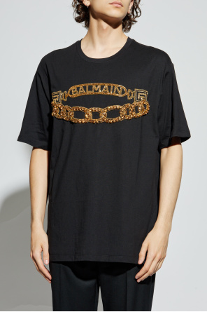 Balmain T-shirt with shimmering appliqués