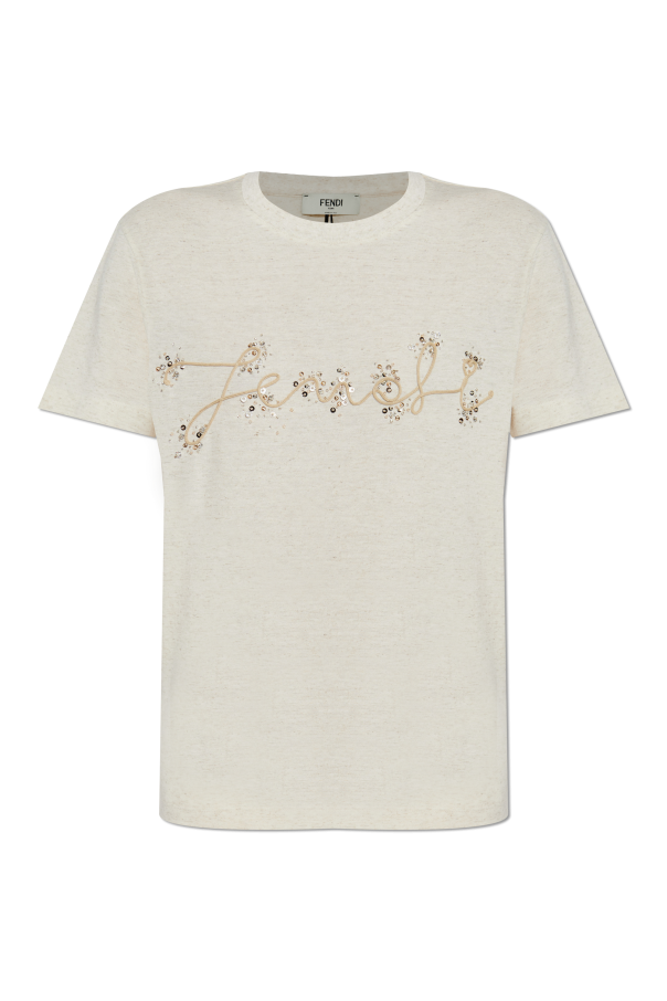 T-shirt with shimmering appliqués od Fendi