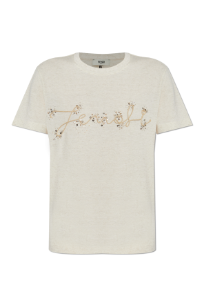 T-shirt with shimmering appliqués od Fendi