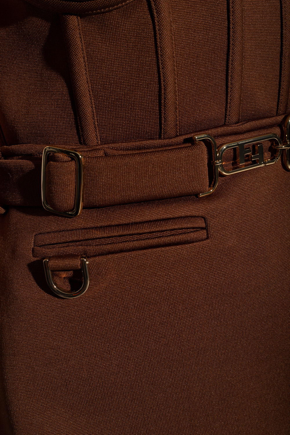 Fendi Fendi Green Ruffled Leather Baguette Crossbody Bag 8BR600
